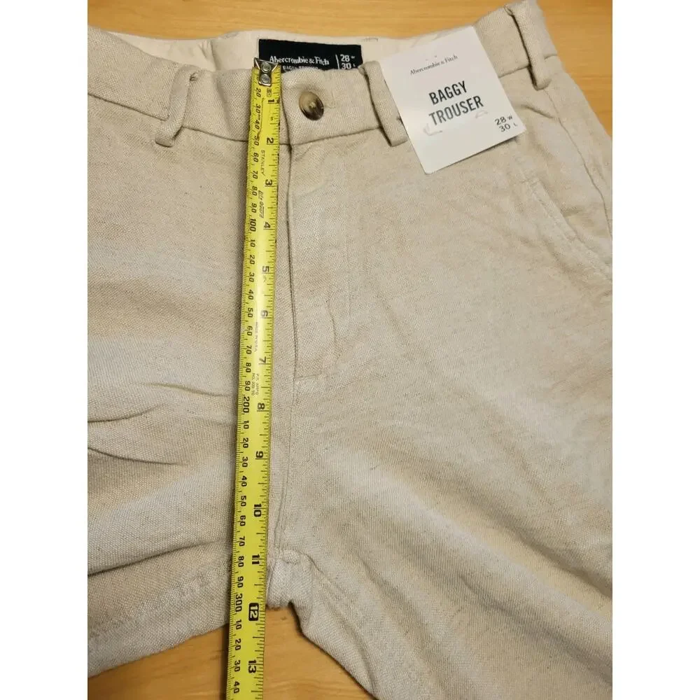 NEW Abercrombie & Fitch | Baggy Beige Linen Blend Pants Mens Size (28x30)